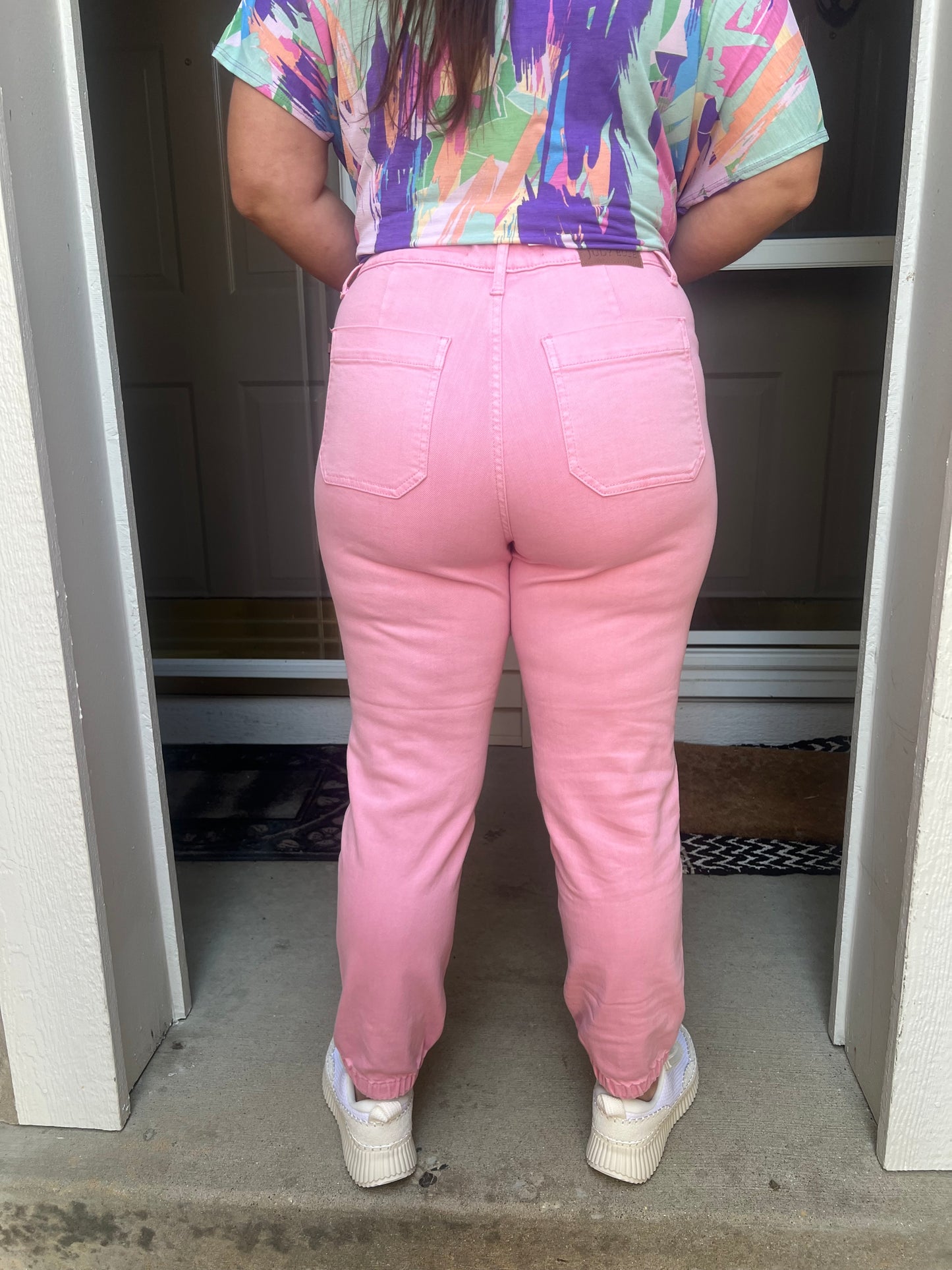 Judy Blue Pink Jogger- Garment Dyed High Waist