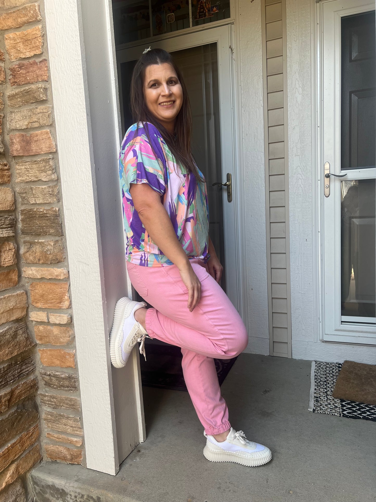 Judy Blue Pink Jogger- Garment Dyed High Waist
