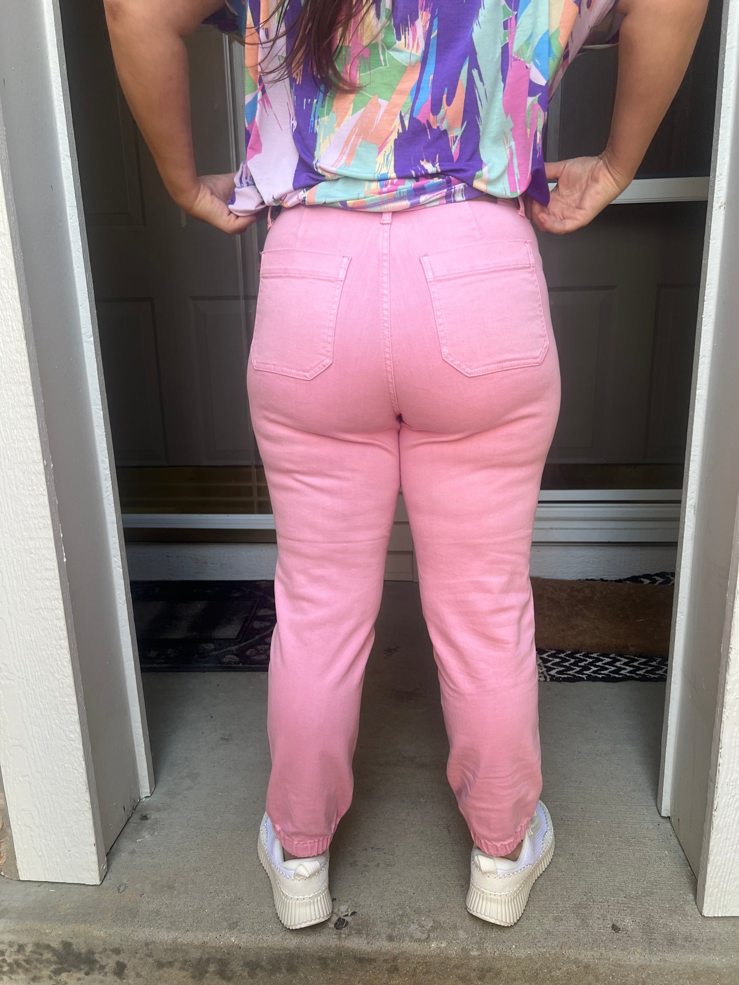 Judy Blue Pink Jogger- Garment Dyed High Waist