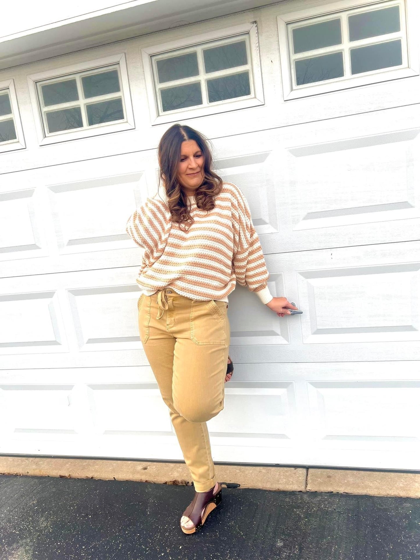 Judy Blue Khaki Jogger- Garment Cuff Jogger High Waist