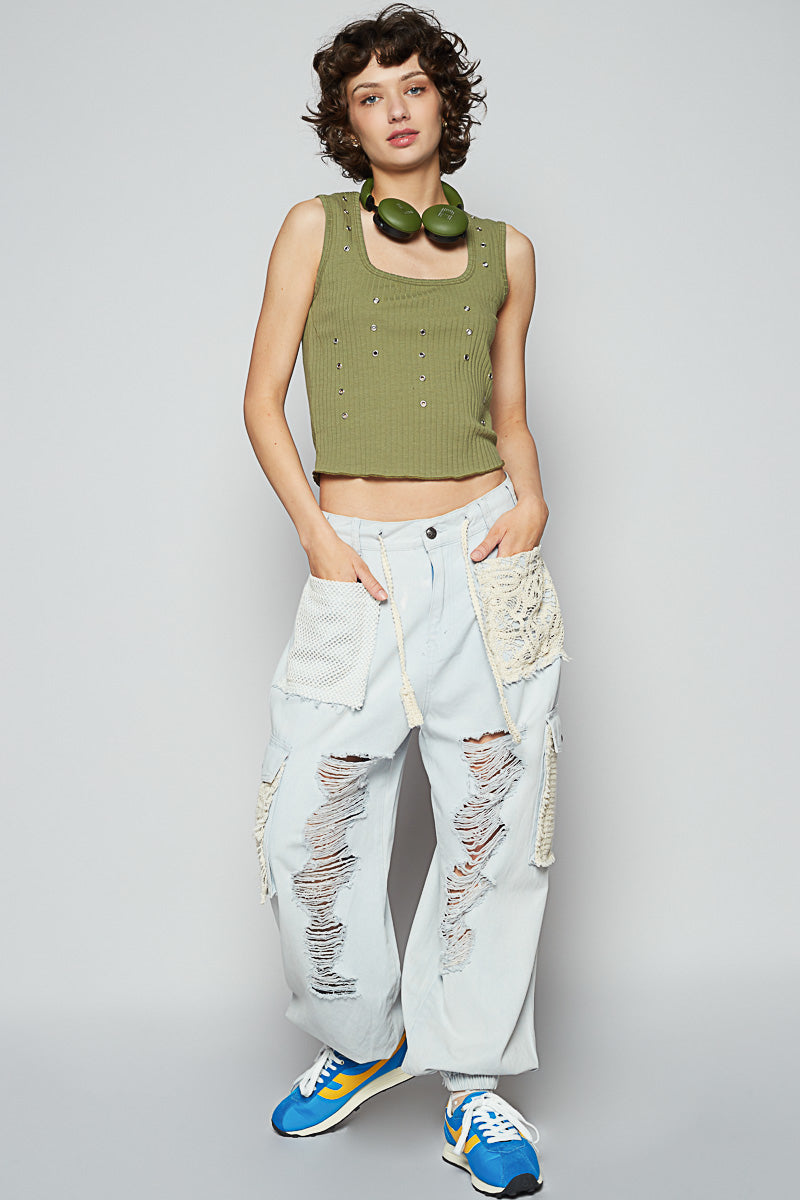 Distressed Cloud Blue Jogger
