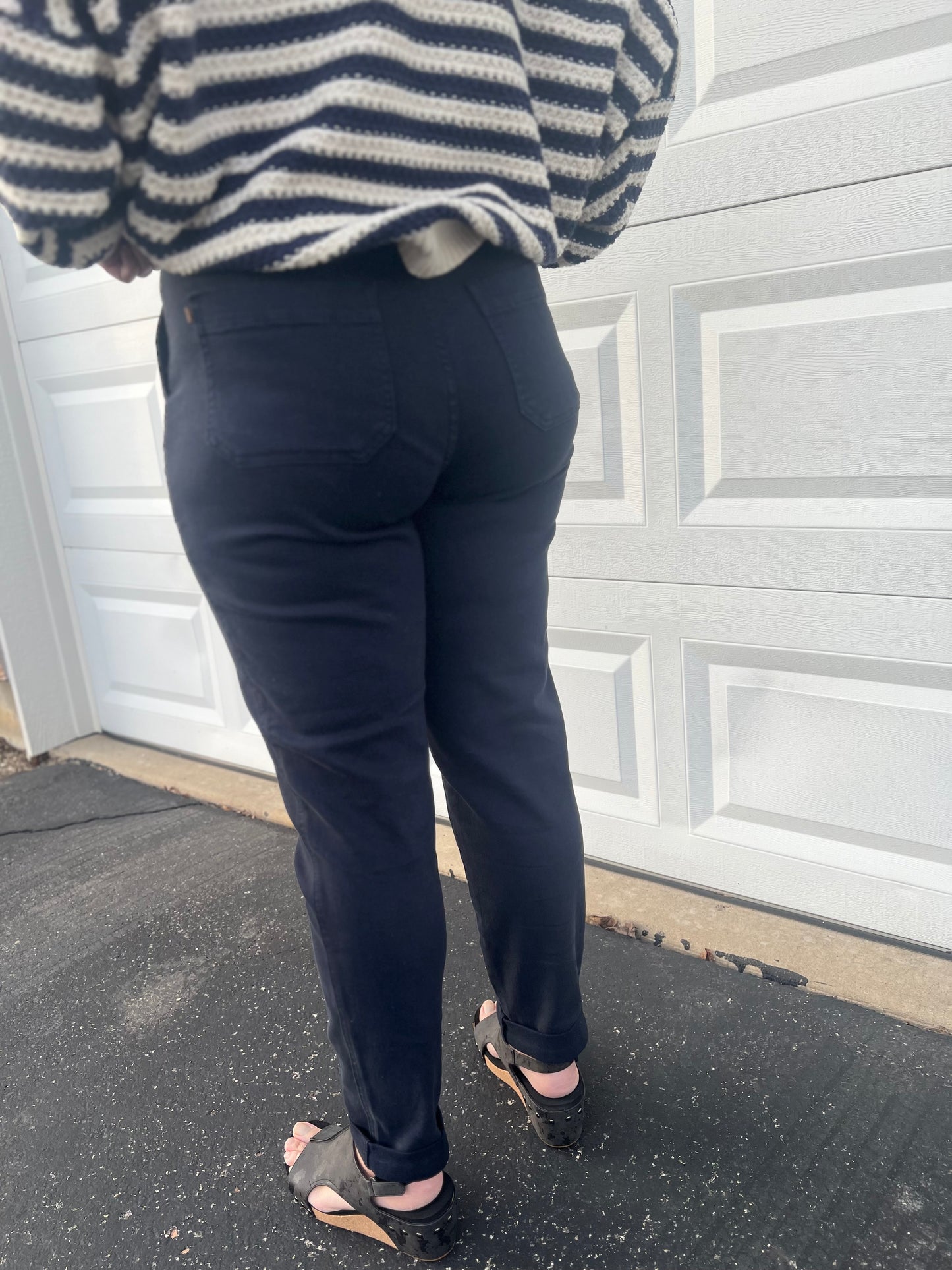Judy Blue Navy Jogger- Garment Dyed Cuffed High Waist