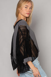 POL Lace Charcoal Black Top