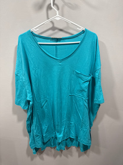 4 Colors OVERSIZED V-NECK FRONT POCKET RAW EDGE TOP