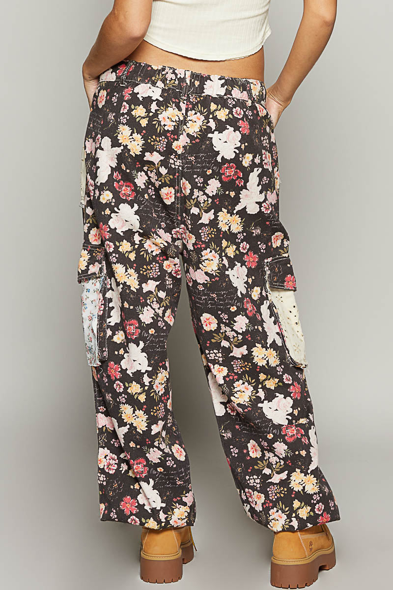 POL Black Floral Joggers