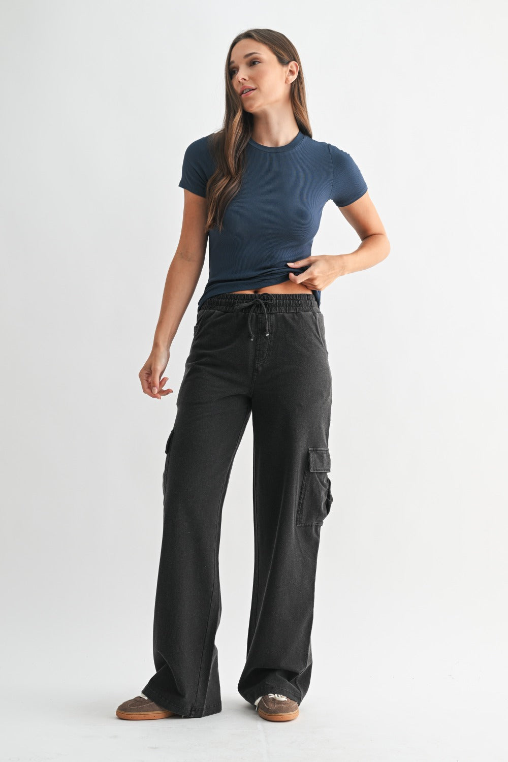 Mono B Midnight ESSENTIAL SHORT-SLEEVED MICRO-RIBBED