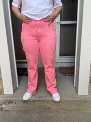 Judy Blue Straight Fit Pink Cargos