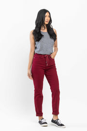 Judy Blue Joggers(Burgundy)