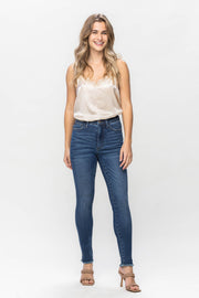 Judy Blue Tummy Control Skinny Fit Side Slit Fray Hem