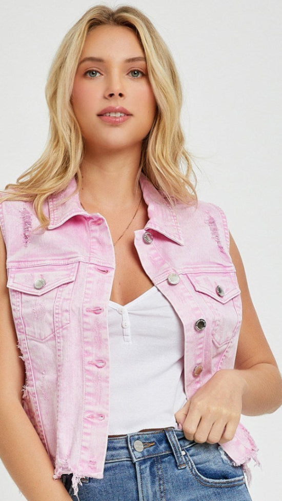 DISTRESSED Pink VEST
